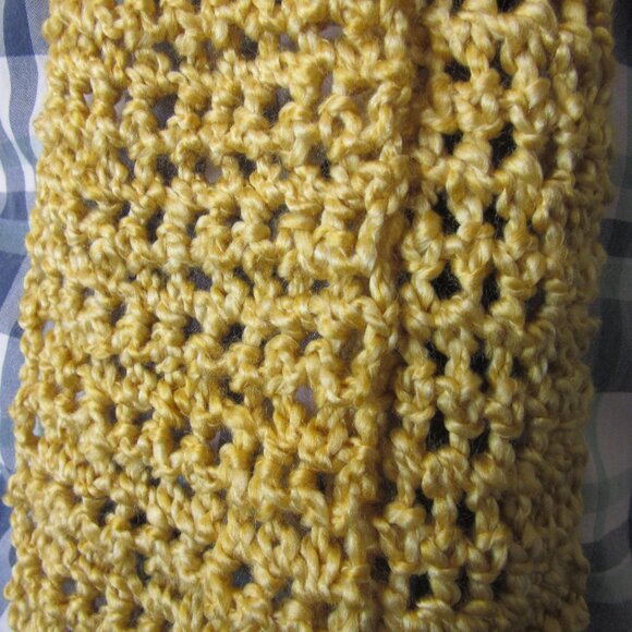 Holiday Gold Scarf 79x5 Long Chunky Handmade Crochet Hand Knit Warm Winter NWT - Picture 10 of 10